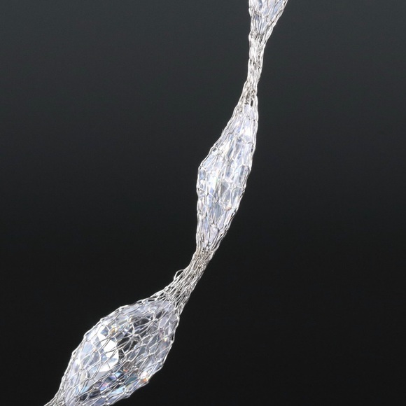 Solid 14K White Gold Mesh Web DQCZ Station Necklace - Picture 4 of 6